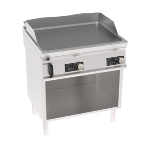 Grătar electric independent cu placă netedă cromată periată și control electronic pe dulap deschis