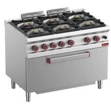 Aragaz cu 6 arzătoare și cuptor pe gaz maxi cu o ușă mare - SILVER 700