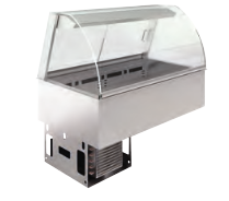 Vitrină refrigerată și ventilată pe cuvă - curbă (Închisă)