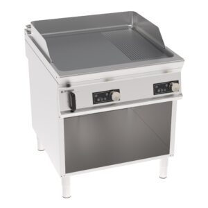 Grătar electric independent cu placă 1/3 striată din crom periat și control electronic pe cabinet deschis