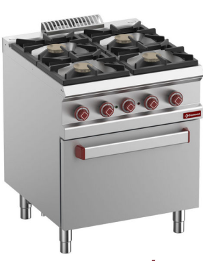 Aragaz pe gaz cu 4 arzătoare, cuptor electric GN 2/1 - SILVER 700