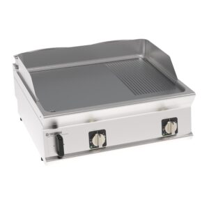 Grătar electric cu placă 1/3 striată, cromată periat (variantă de banc)