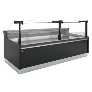 Tejghea ventilată, cu depozitare, sticlă verticală 90° cu ridicare piston - FULL BLACK