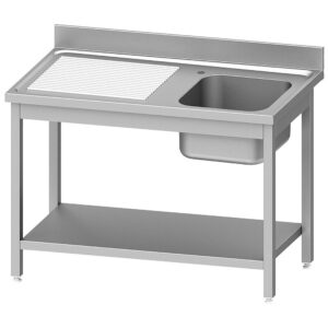 Chiuvetă inox ECO 1 cuvă și 1 picurător stânga, cu poliță inferioară
