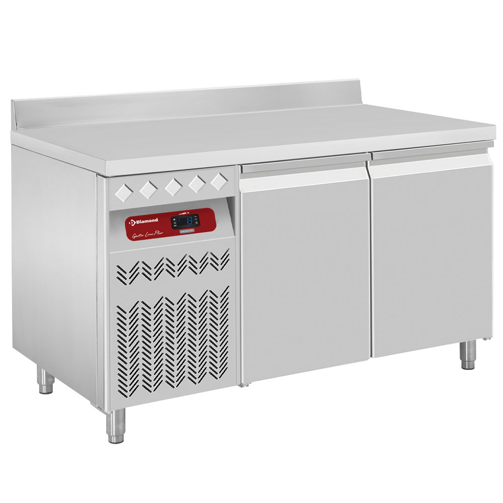 Masă frigorifică ventilată de perete, 2 uși GN 1/1, unitate pe stânga - SILVER 700