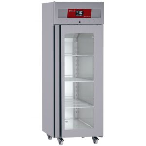 Congelator ventilat 700 litri, 1 ușă de sticlă GN 2/1, pe roți