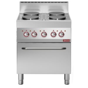 Plită electrică cu 4 ochiuri rotunde și cuptor cu convecție GN 1/1
