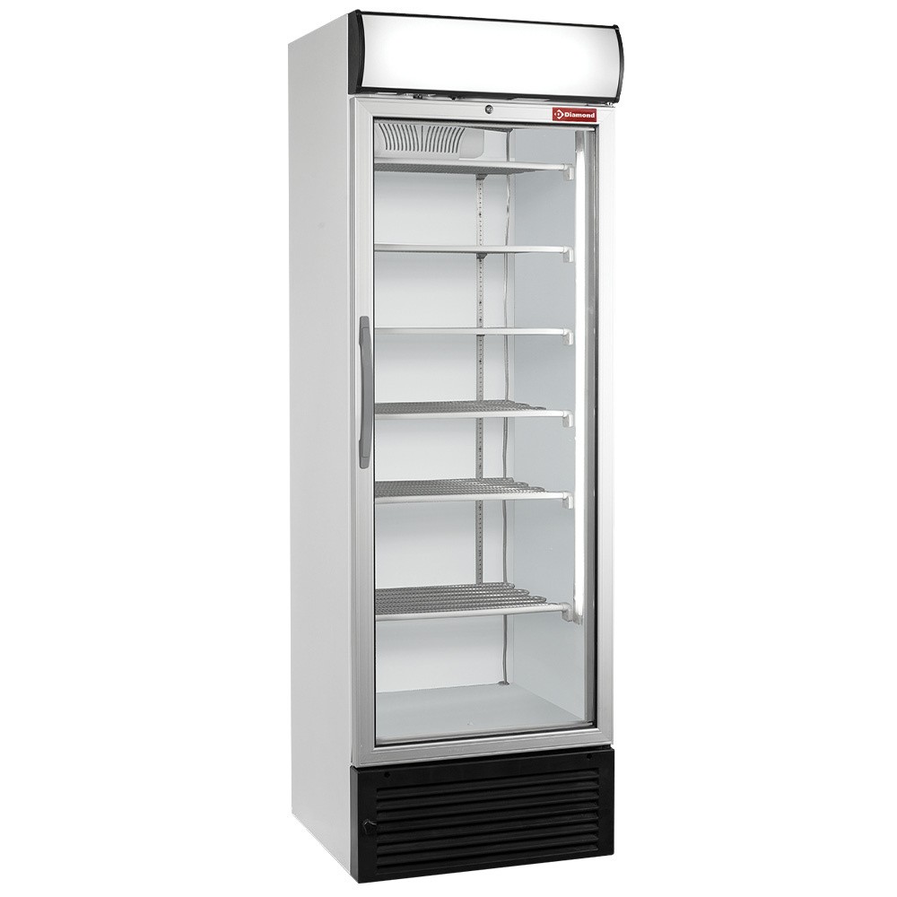Vitrină frigorifică statică/ventilată T° negativă, 500 litri, casetă luminoasă