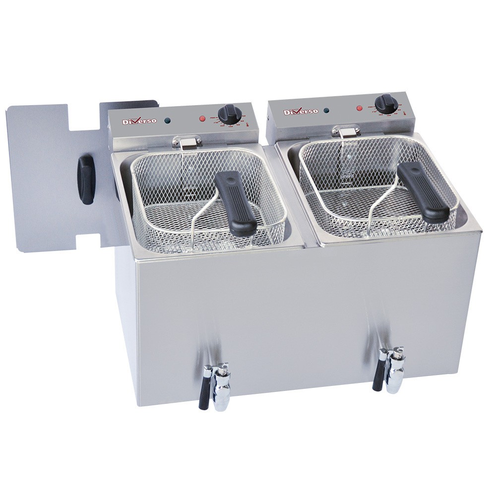 Friteuză electrică de masă 2x 8 litri + robinet