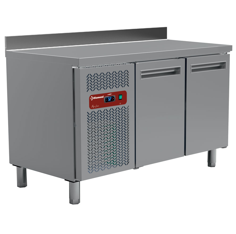 Masă frigorifică ventilată 2 uși GASTRONORM cu bordură spate - SILVER 700