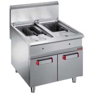 Friteuză pe gaz 2 cuve 18 litri (2x 18 kW) pe dulap închis