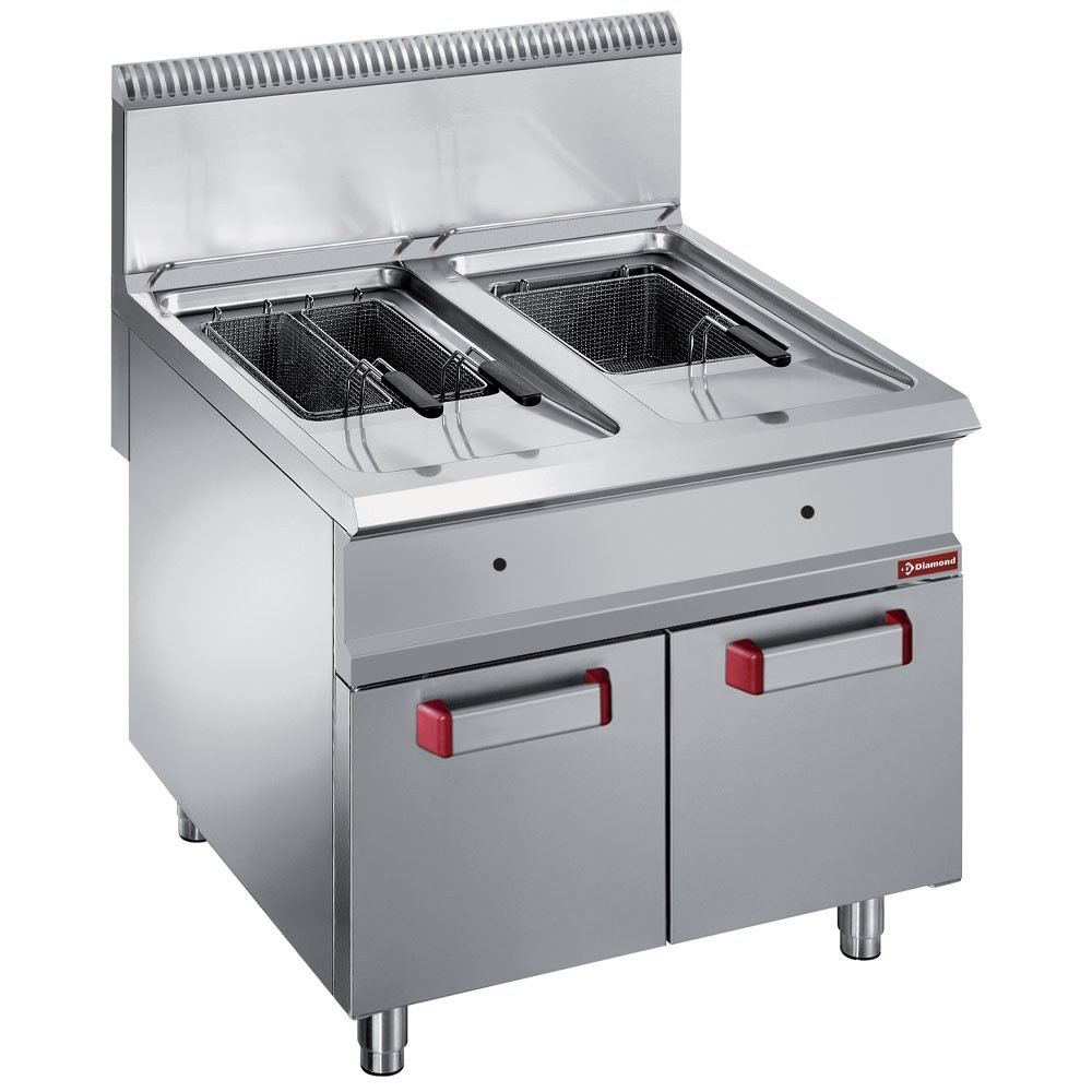 Friteuză pe gaz 2 cuve 18 litri (2x 18 kW) pe dulap închis