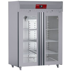 Frigider ventilat 1400 litri 2 uși de sticlă GN 2/1, pe roți