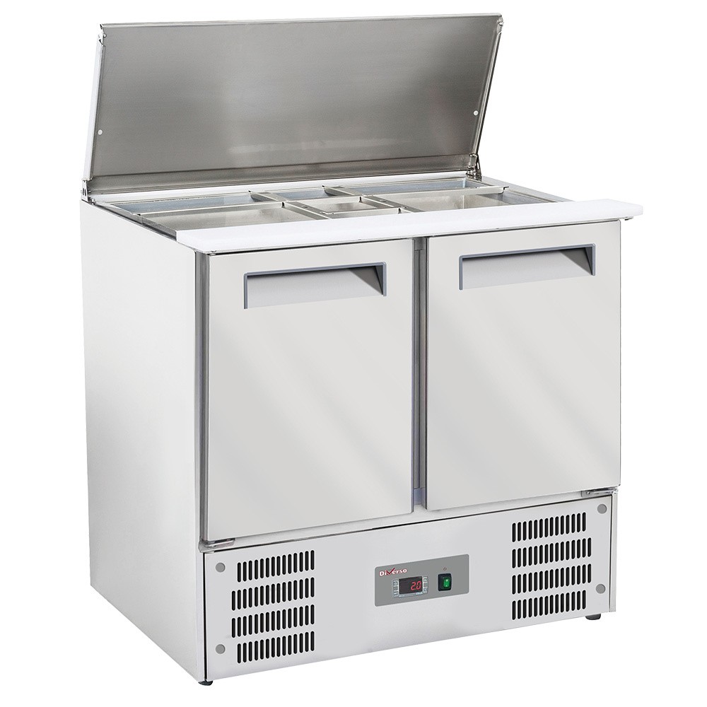 Saladetă refrigerată cu capac 2x GN 1/1 + 3x GN 1/6-150 mm + rezervă 2 uși GN1/1