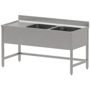 Chiuvetă inox ECO 2 cuve și picurător stânga, fără poliță inferioară