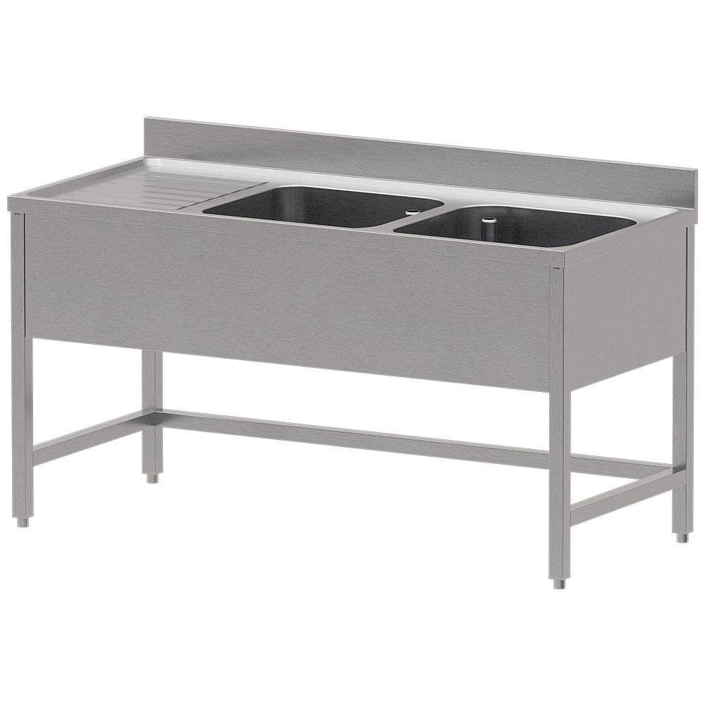 Chiuvetă inox ECO 2 cuve și picurător stânga, fără poliță inferioară