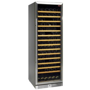 Vitrină frigorifică de vinuri cu geam, ventilată, suporturi din oțel inoxidabil, 375 Lt., NEGRU