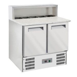 Masă refrigerată pentru pizza 2 uși GN1/1, structură refrigerată 5x GN1/6-150 mm
