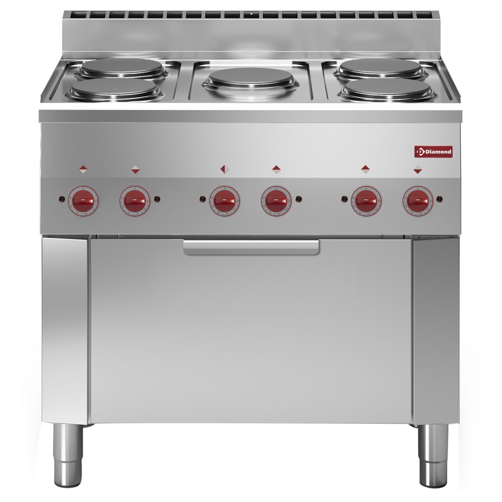 Aragaz 5 zone de gătit și cuptor electric cu convecție GN 1/1