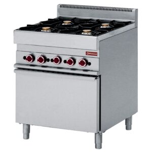 Aragaz pe gaz 4 arzătoare și cuptor electric cu convecție GN 1/1