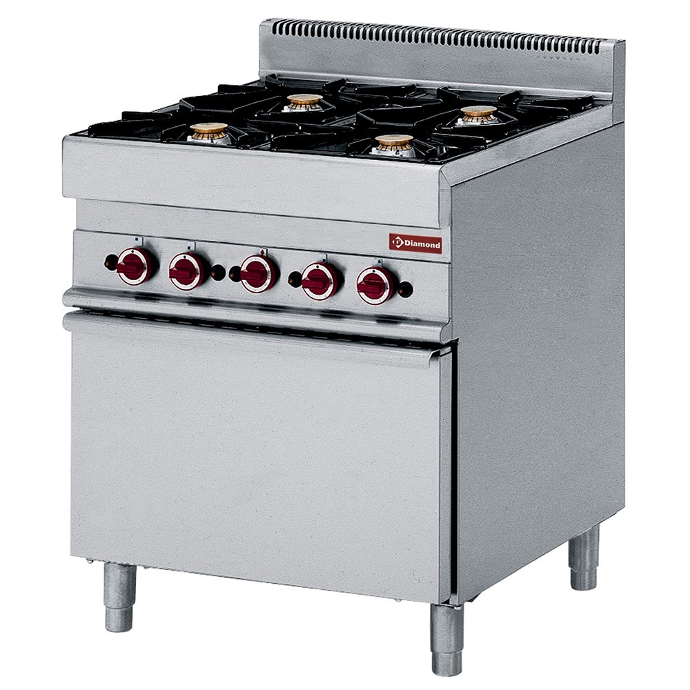 Aragaz pe gaz 4 arzătoare și cuptor electric cu convecție GN 1/1