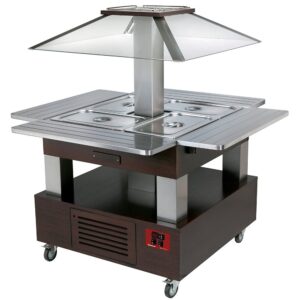 Bufet tip insulă - Salad bar refrigerat, 4x GN1/1-150 (lemn Wengé)