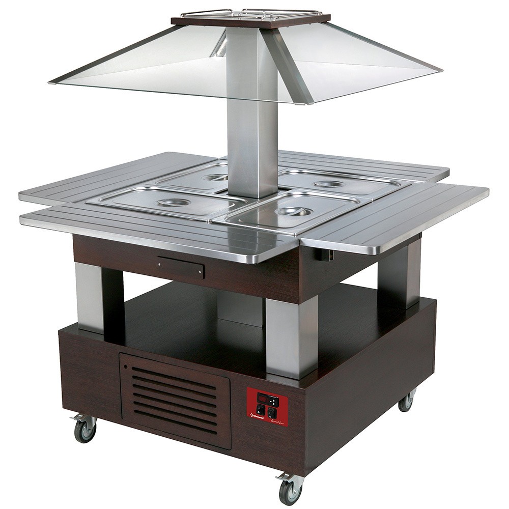 Bufet tip insulă - Salad bar refrigerat, 4x GN1/1-150 (lemn Wengé)