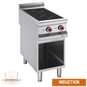 Aragaz electric 2 plite aliniate cu blatul, dulap deschis
