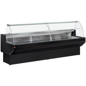 Vitrină frigorifică de prezentare geam curbat, ventilată, cu rezervă - NEGRU