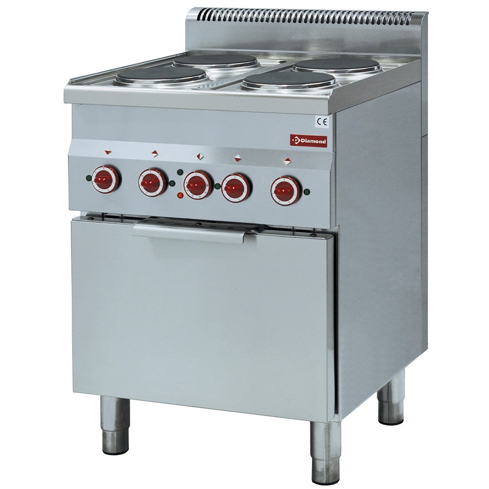 Aragaz 4 zone de gătit și cuptor electric cu convecție GN 2/3