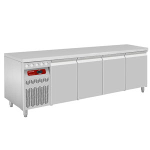 Masă frigorifică ventilată, 4 uși GN 1/1, unitate pe stânga - SILVER 700