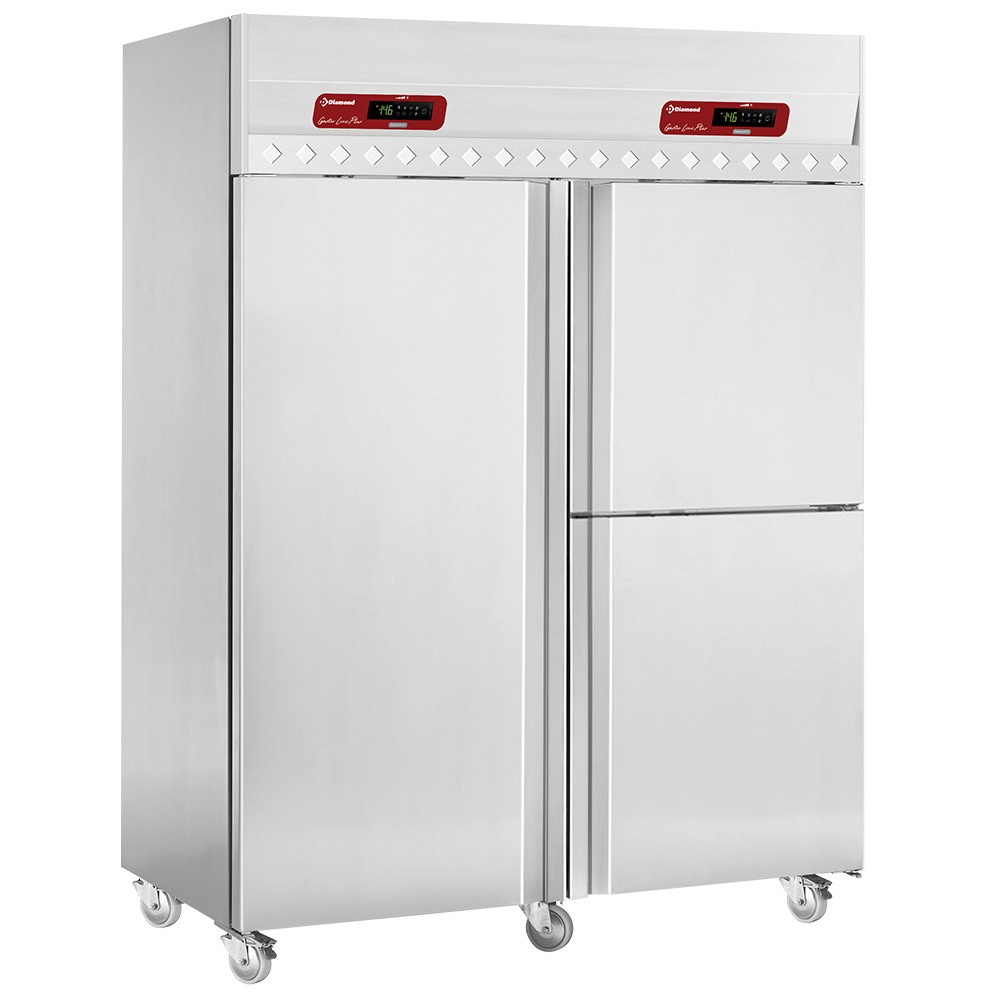Congelator ventilat și congelator pentru pește 700+350 & 350 Lit., 3 uși GN 2/1 & GN 1/1, pe roți