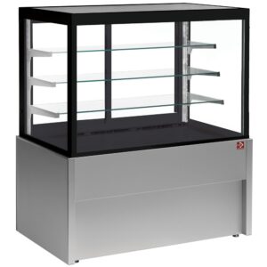 Vitrină frigorifică panoramică, ventilată, 4 nivele, fără spațiu de depozitare - GRI