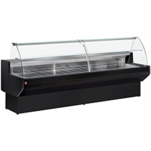 Vitrină frigorifică de prezentare geam curbat, ventilată, cu rezervă - NEGRU
