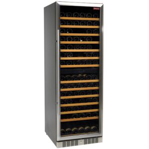 Vitrină frigorifică de vinuri cu geam, ventilată, 375 Lt., ușă din oțel inoxidabil, 2 T°, NEGRU