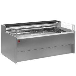 Vitrină frigorifică cu geam self-service, ventilată, cu rezervă - GRI