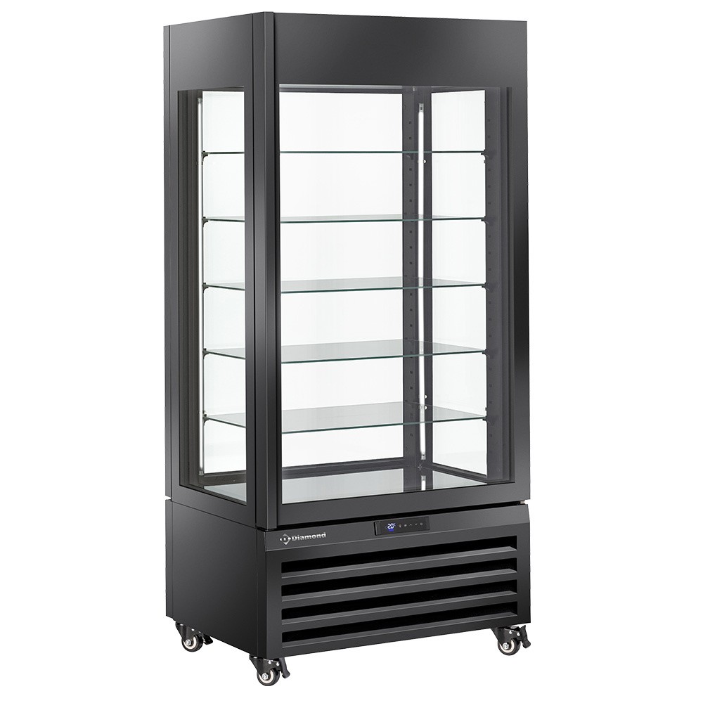 Vitrină FULL 600 Lt., 5 niveluri de sticlă, ventilată - ÎNGHEȚATĂ & PATISERIE - NEGRU