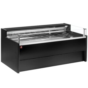 Vitrină frigorifică cu geam self-service, ventilată, cu rezervă - NEGRU