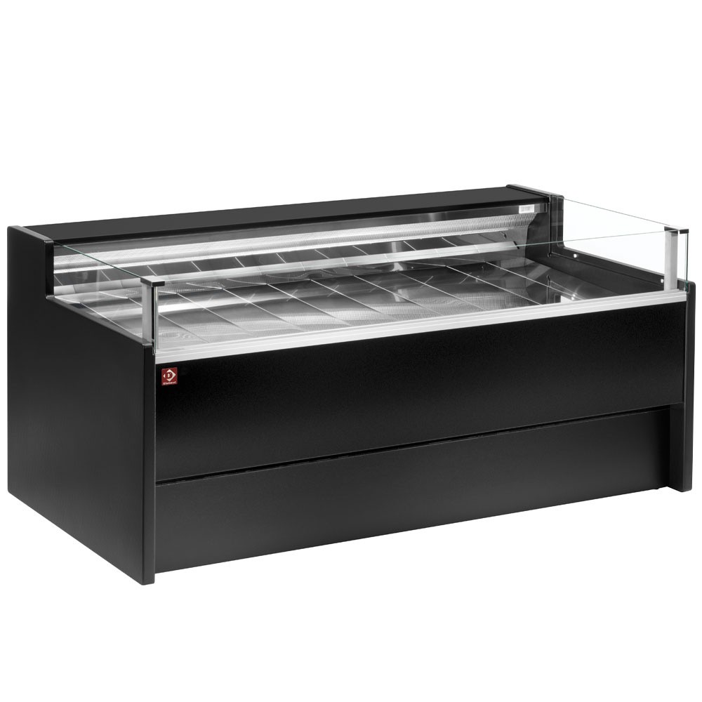 Vitrină frigorifică cu geam self-service, ventilată, cu rezervă - NEGRU
