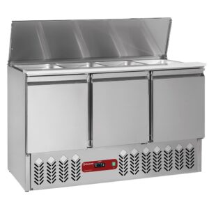 Saladetă frigorifică cu capac 4x GN 1/1 - 150 mm + rezervă 3 uși GN 1/1, 380 Lit