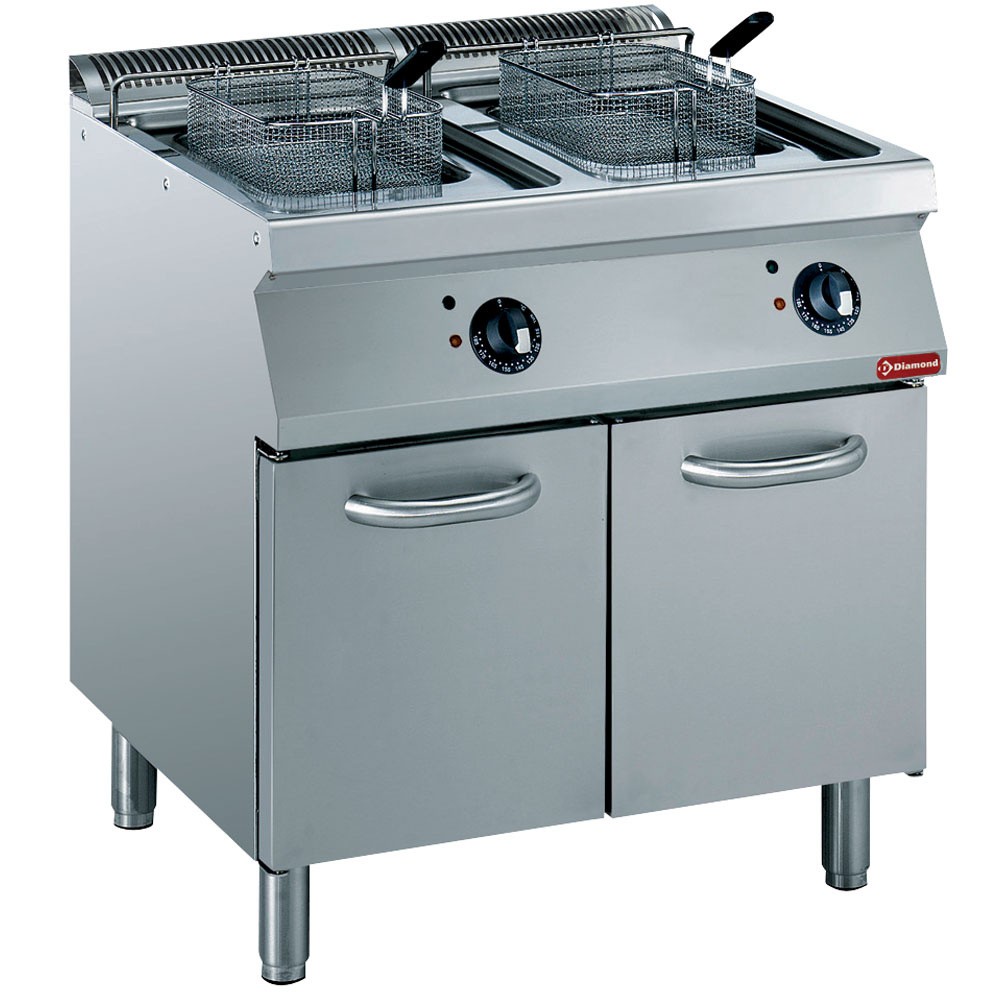 Friteuză electrică, cuvă în ''Y'' 2x15 litri, elemente externe, cu dulap