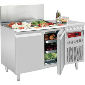 Masă de răcire ventilată, 2 uși GN 1/1, 260 Lit. cu structură refrigerată
