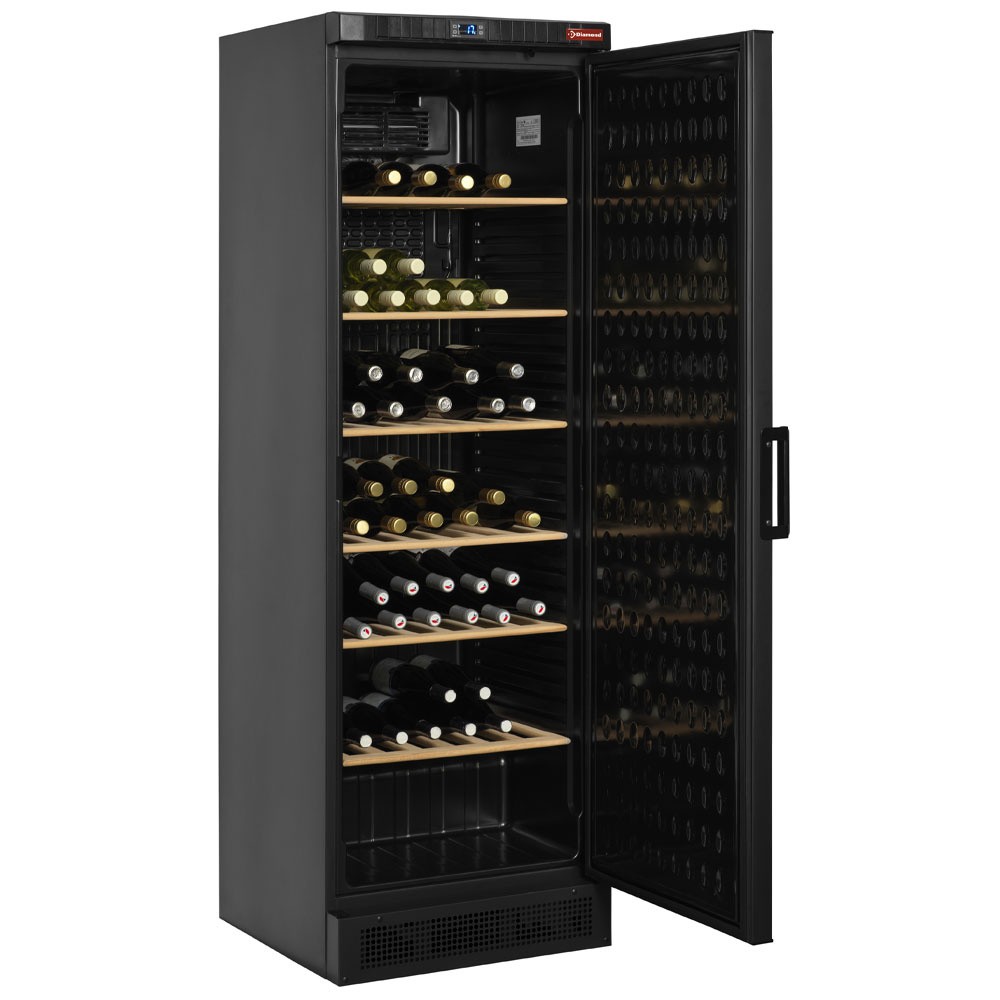 Vitrină de vinuri, ventilată, 380 litri, NEGRU