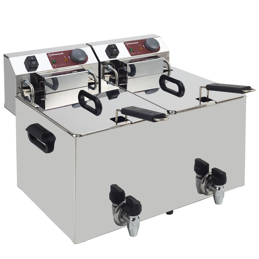 Friteuză electrică de blat 2x 10 litri + robinet