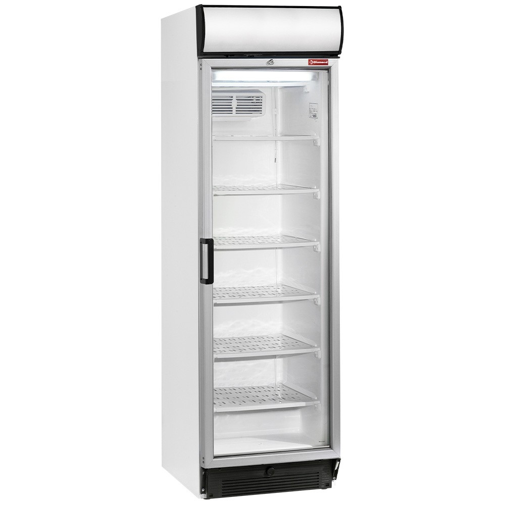 Vitrină frigorifică statică/ventilată T° negativă, 380 litri, casetă luminoasă
