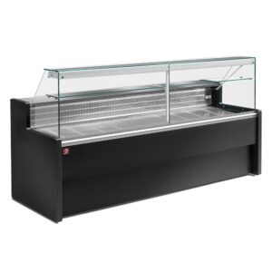 Vitrină frigorifică cu geam drept 90°, cu rezervă - NEGRU