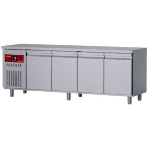 Masă frigorifică ventilată, 4 uși GN 1/1, 550 Lit. unitate pe stânga