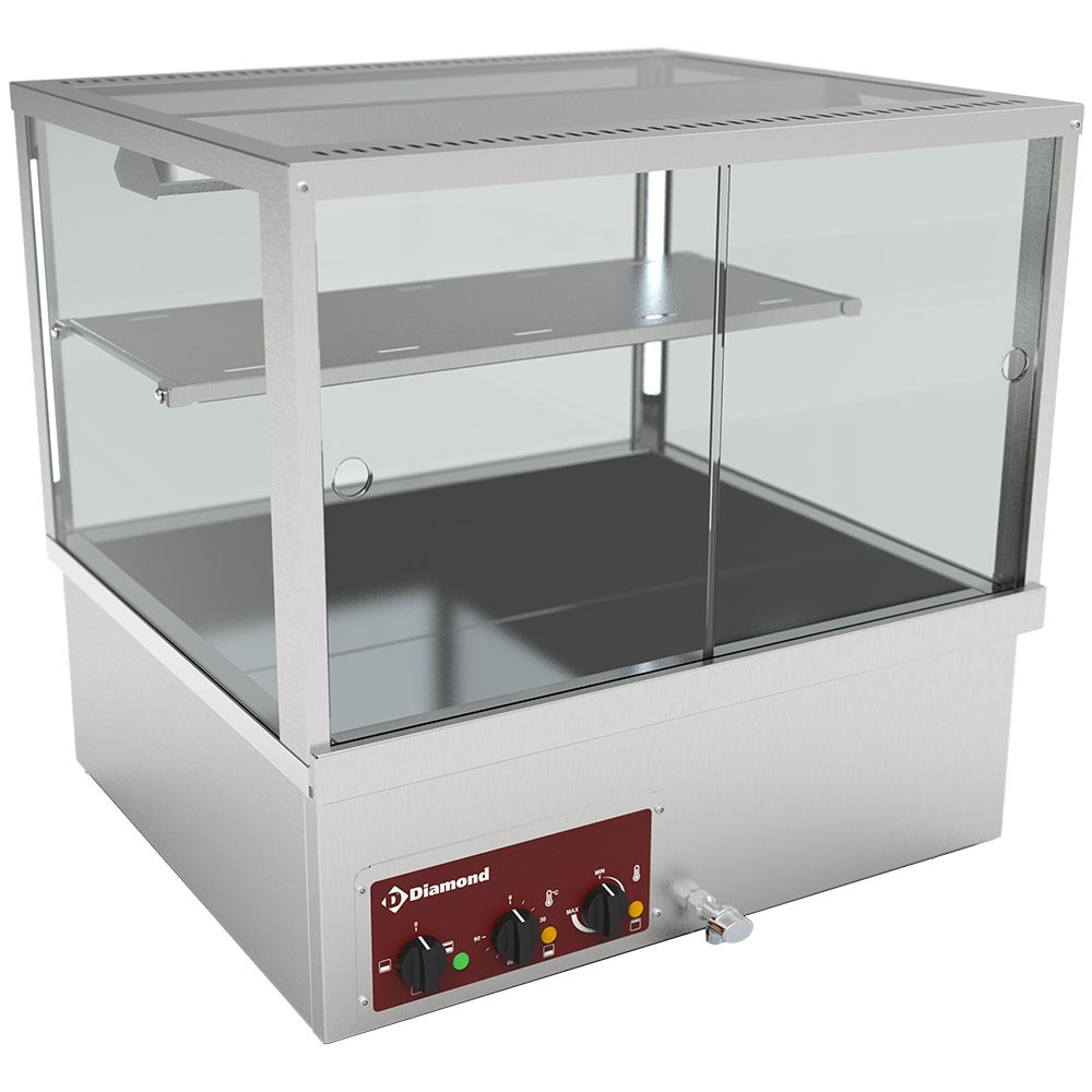 Vitrină caldă, bain-marie 2x GN 1/1, panoramică