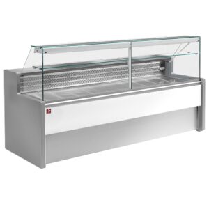 Vitrină frigorifică cu geam drept 90°, cu rezervă - GRI/ALB