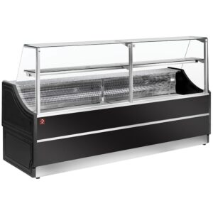 Vitrină frigorifică din sticlă panou drept 90°, fără spațiu de depozitare